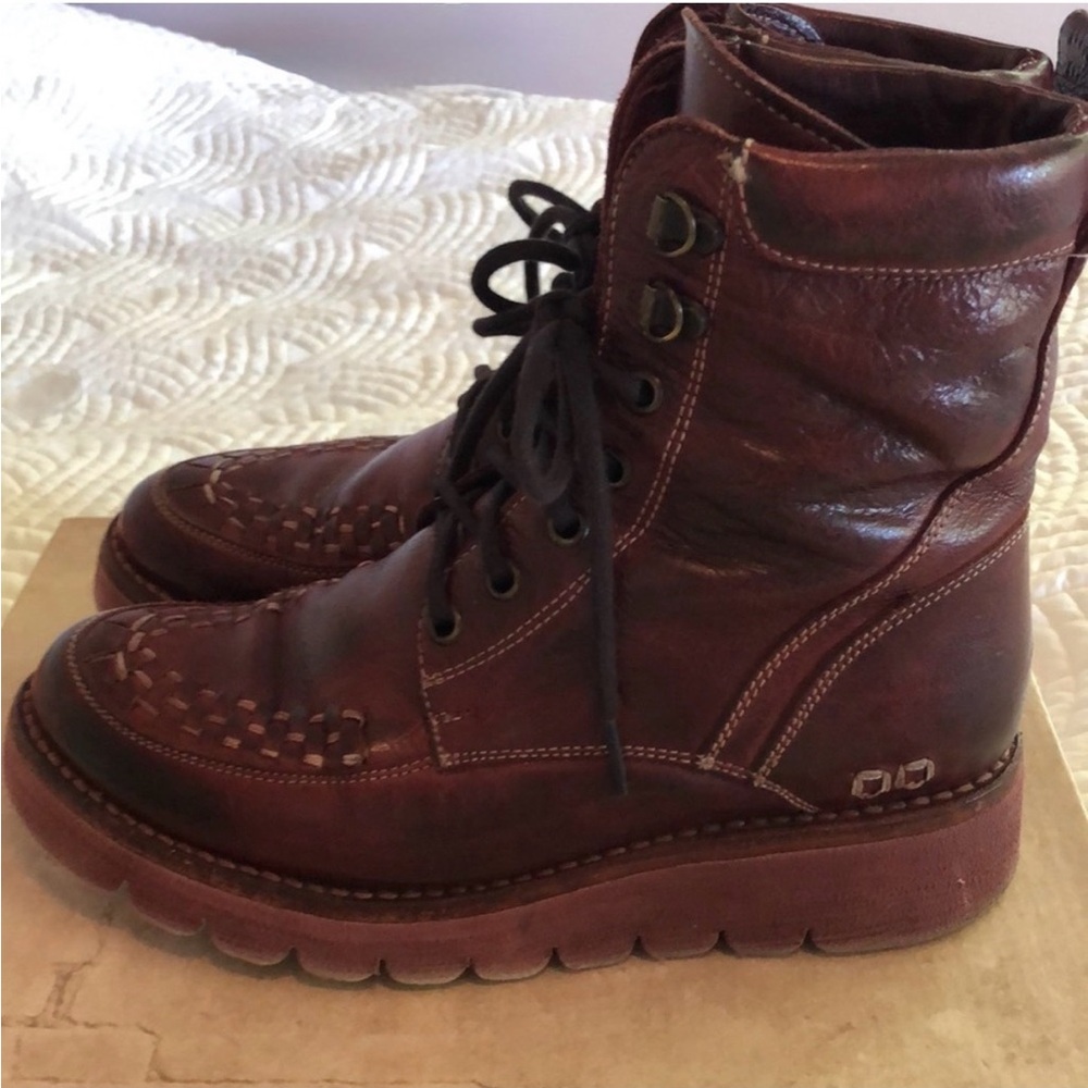 Rare BED STU Boots BED/STU Merlot ELISHA II Leather Red Purple Burgundy Size 7.5
